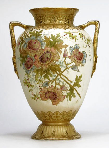ANTIQUE ROYAL BONN HAND DECORATED TALL VASE