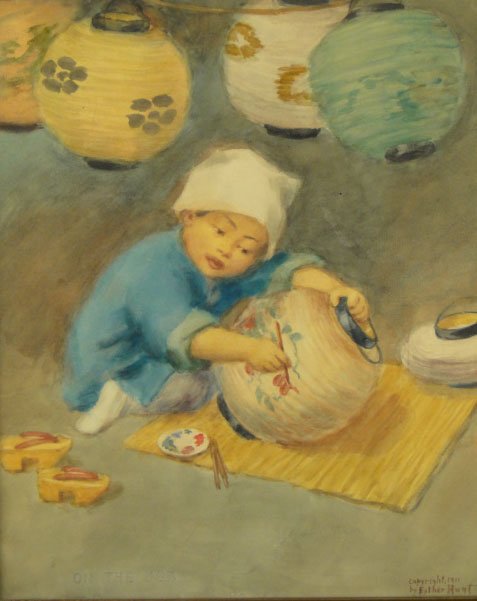Esther Anna Hunt American-California (1875-1951) Print: Esther Anna Hunt American-California (1875-1951) Print "On the Job" Signed within Plate and Titled. Good to Very Good Condition. Measures 17-1/4 Inches by 14-3/4 Inches. Frame Measures 23 Inches by 20