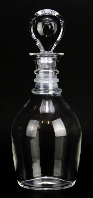 LARGE SIGNED STEUBEN DECANTER WITH STOPPER: LARGE SIGNED STEUBEN DECANTER WITH STOPPER Measures 11.75" tall signed to base. In very good condition We will not ship this item. We will happily recommend a list of outside vendors upon request