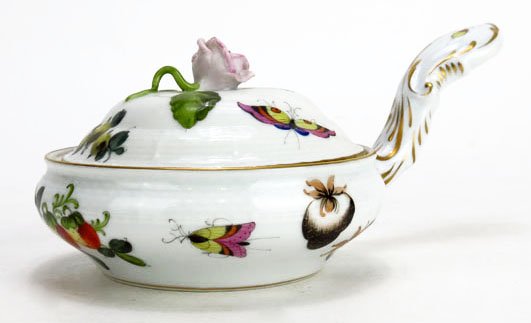 HEREND PORCELAIN SILENT BUTLER: HEREND PORCELAIN SILENT BUTLER Measures 7" long blue mark to base very good condition. We will not ship this item. We will happily recommend a list of outside vendors upon request