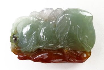 ANTIQUE CHINESE MULTI COLORED JADE PENDANT: ANTIQUE CHINESE MULTI COLORED JADE PENDANT in the form of a floral display you have purple brown and green jade in excellent condition. We will not ship this lot but can recommend one of our local shi