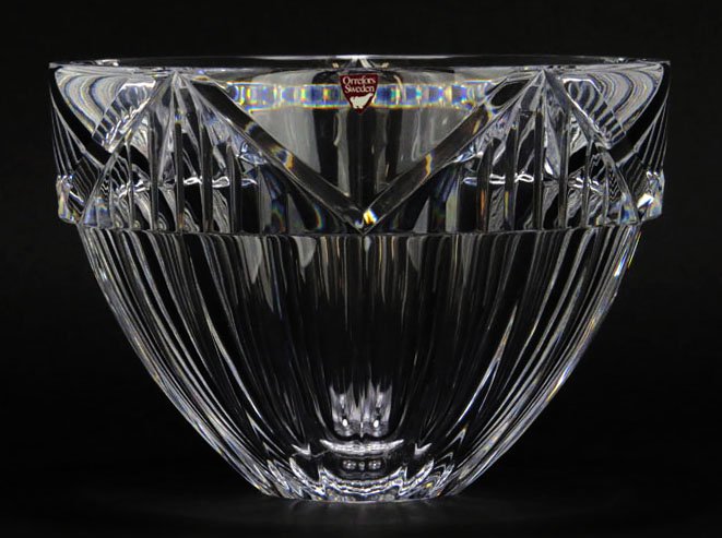 Large Cut Crystal Orrefors Center Piece. Measures 6": Large Cut Crystal Orrefors Center Piece. Measures 6" Tall 8-1/2" Diameter. Very Good Condition in Box Estimate $100-$200