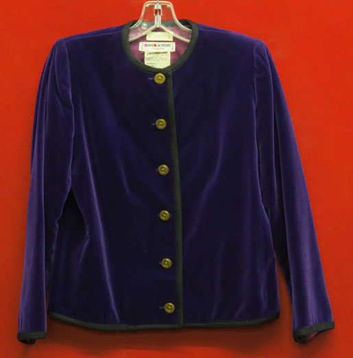 VINTAGE YVES SAINT LAURENT PURPLE EVENING COAT: VINTAGE YVES SAINT LAURENT EVENING COAT Saint Laurent Paris Vintage Purple Velvet Evening Jacket with Black Trim Size 36 Hattie. Shipping $28.00 (Estimate $100-200)