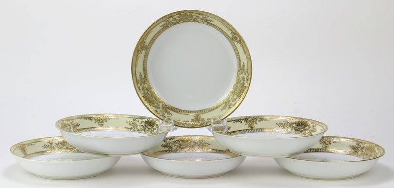 6 Noritake Fleur Gilded Cereal Bowls. Rubbing.: 6 Noritake Fleur Gilded Cereal Bowls. Rubbing. Shipping $60.00.