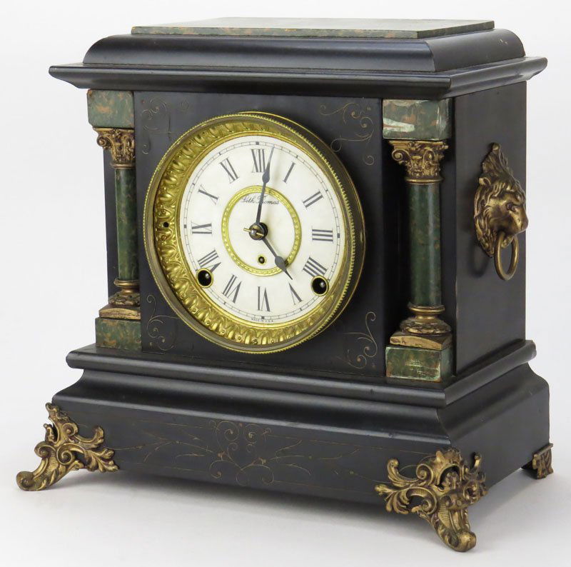 Seth Thomas Adamantine Clock, Circa 1880, Missing Glass: Seth Thomas Adamantine Clock, Circa 1880, Missing Glass to Dial. Good Condition. Measures 11-1/2 Inches Tall by 12-1/2 Wide Inches Shipping $62.00