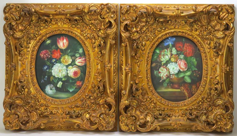 Two (2) Contemporary Still Life Oil on Canvas in: Two (2) Contemporary Still Life Oil on Canvas in Heavily Molded Frames. J. Rankin. Frame Measures 18-1/2 Inches by 16-1/2 Inches. Very Heavy. Shipping $170.00