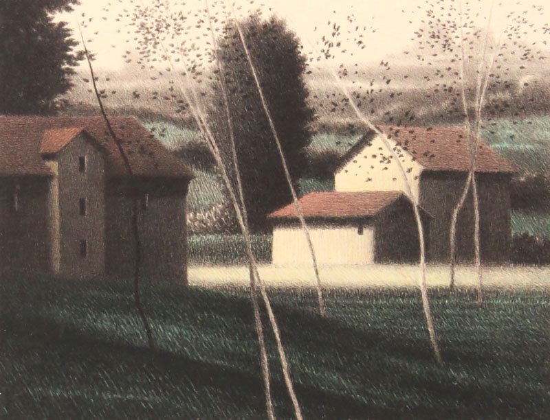 Robert Kipniss American-New York (born1931- ): Robert Kipniss American-New York (born1931- ) Lithograph "House with Trees" Signed Lower Right and Limited Edition 179/275. Good Condition. Measures 19-1/2 Inches by 21 Inches. Shipping $70.00