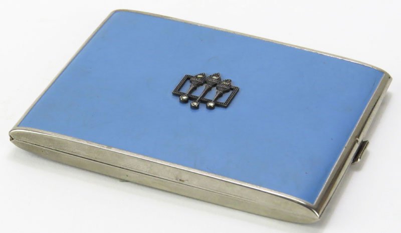 Vintage Enameled and Marcasite Card Holder. Measures 4: Vintage Enameled and Marcasite Card Holder. Measures 4 Inches by 3 Inches. Shipping $20.00