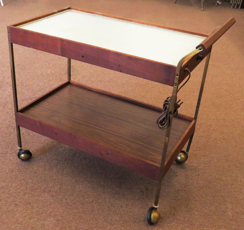 Electrified Rolling Tea Cart Good Condition Measures: Electrified Rolling Tea Cart Good Condition Measures 31 Inches Tall by 17 1/2 Inches Wide. Shipping $100