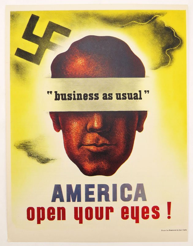 WWII Paper Poster. Reads Poster for Fortune by Jean: WWII Paper Poster. Reads Poster for Fortune by Jean Carlu. Measures 13-1/4 Inches by 10 Inches. Shipping $10.00