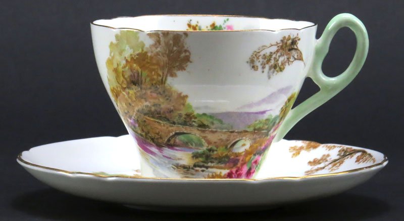 Shelley Heather Porcelain Coffee Cup and Matching: Shelley Heather Porcelain Coffee Cup and Matching Saucer. Shipping $25.00
