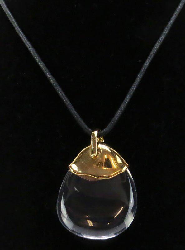 Robert Lee Morris 14 Karat Yellow Gold and Rock Crystal: Robert Lee Morris 14 Karat Yellow Gold and Rock Crystal Pendant and Chain. Measures Approximately 15 Inches Long, with 14 Karat Yellow Gold Clasp and Top to Crystal. Shipping $28.00