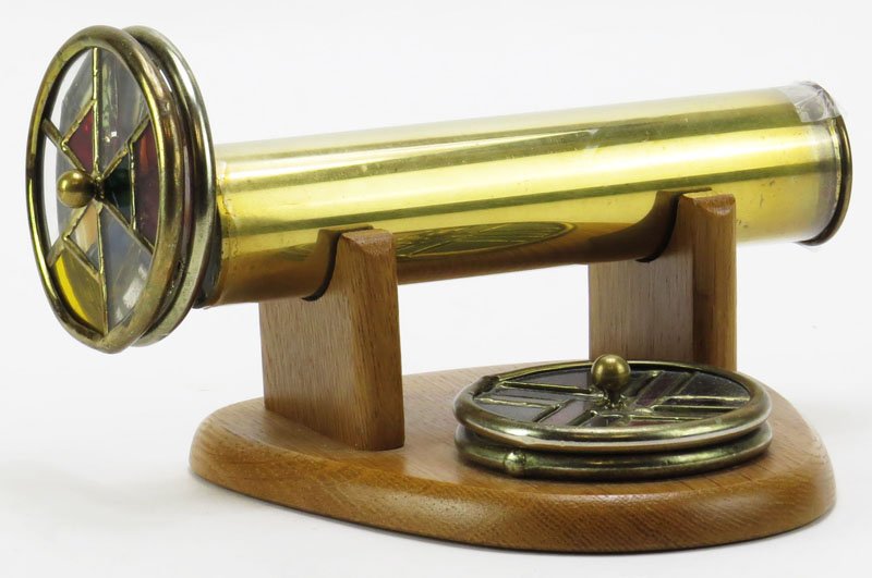 1987 Chesnik-Koch Ltd. Kaleidoscope on Wooden Stand: 1987 Chesnik-Koch Ltd. Kaleidoscope on Wooden Stand with Extra Optics. Signed. Shipping $32.00