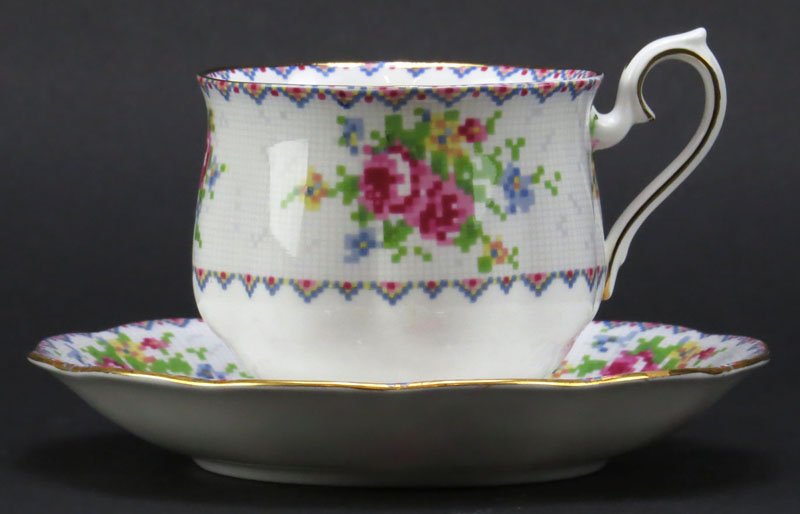 Six (6) Royal Albert England Bone China Cups and: Six (6) Royal Albert England Bone China Cups and Matching Saucers in the Petite Point Pattern. Shipping $45.00