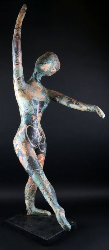 Large Papier Mache sculpture Mounted on Wooden Base.: Large Papier Mache sculpture Mounted on Wooden Base. Unsigned. Measures 42-1/2 Inches Tall. We Will Not Ship This Item In-House Due to Its Size, But Would be Happy to Recommend a List of Gallery Appro