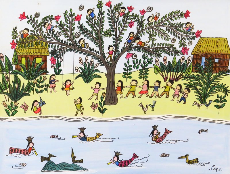 Manuel Lepe Macedo Mexican (1936-1984) Acrylic on Board: Manuel Lepe Macedo Mexican (1936-1984) Acrylic on Board "Untitled" Circa 1966. Signed Lower Right. Good Condition. Frame Measures 24 Inches by 30 Inches. Shipping $125.00