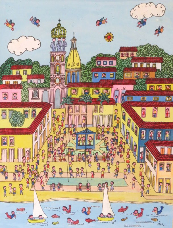 Manuel Lepe Macedo Mexican (1936-1984) Acrylic on Board: Manuel Lepe Macedo Mexican (1936-1984) Acrylic on Board "Untitled" Circa 1966. Signed Lower Right and Dated '66. Good Condition. Frame Measures 30 Inches by 24 Inches. Heavy. Shipping $140.00