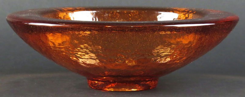 Fire and Light Art Glass Footed Bowl. Good Condition.: Fire and Light Art Glass Footed Bowl. Good Condition. Signed Fire and Light. Measures 3 Inches Tall and 11 Inches Diameter. Heavy. Shipping $45.00