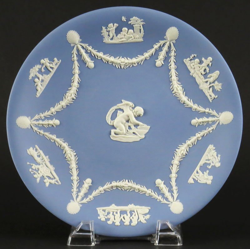 Blue Wedgwood Jasperware Plate. Signed. Good Condition.: Blue Wedgwood Jasperware Plate. Signed. Good Condition. Measures 9 Inches Diameter. Shipping $20.00