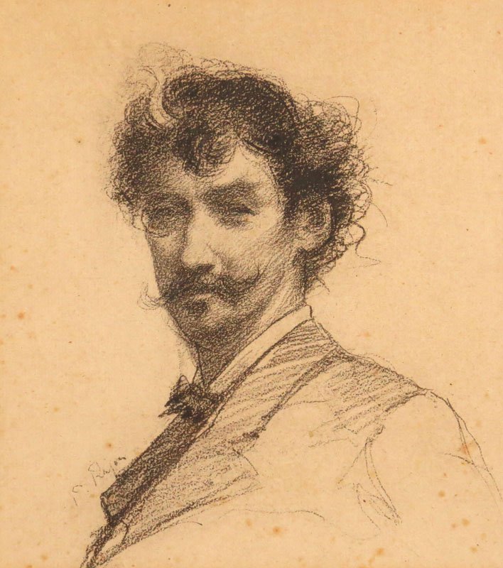 Paul Adolphe Rajon French (1843-1888) Lithograph: Paul Adolphe Rajon French (1843-1888) Lithograph "Portrait of James Abbott McNeill Whistler" Signed within Plate Lower Left. Margins Seem Reduced. Foxing. Measures 8-3/8 Inches by 7-5/8 Inches (sight)