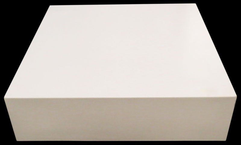 Art Deco Style White Plastic or Fiberglass Ottoman. Sig: Art Deco Style White Plastic or Fiberglass Ottoman. Signed Aarons Furniture. Some Light Staining or else Good Condition. Measures 16-1/2 Inches Tall by 48 Inches Square. We Will Not Ship This Item In-