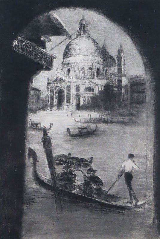 Mid 20th Century Etching "Venice". Signed F. Frakas: Mid 20th Century Etching "Venice". Signed F. Frakas Lower Right and Titled Lower Left. Good Condition. Measures 9-7/8 Inches Tall and 6-3/4 Inches Wide, Frame Measures 12-1/2 Inches Tall and 9-7/8 Inc