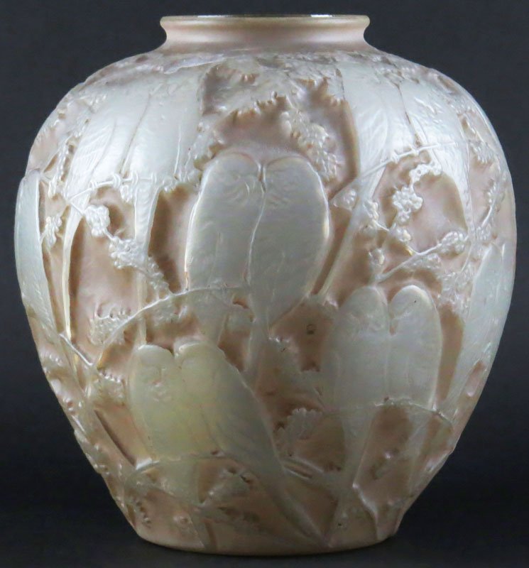 Vintage Phoenix Glass Reuben-Line Grilled Vase Bird: Vintage Phoenix Glass Reuben-Line Grilled Vase Bird Motif Consolidated Vase. Sticker. Measures 10 Inches Tall and 10 Inches Wide. Shipping $50.00
