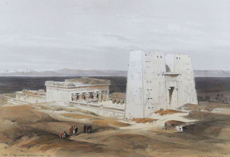 David Roberts Scottish (1796-1864) Hand Colored: David Roberts Scottish (1796-1864) Hand Colored Lithograph. "Pompeii's Pillar" Full Size. Signed, Titled, Dated in the print. Light Toning at Edges or in otherwise good Condition. Litho Measures 15 In