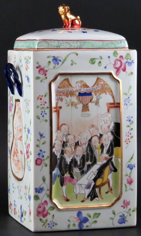 Winterthur Porcelain cookie Jar after the Chinese: Winterthur Porcelain cookie Jar after the Chinese Antique. Signed. Good Condition. Measures 13 Inches Tall. Shipping $55.00