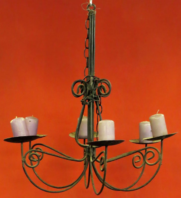 Black Metal Ceiling Mounted Candle Holder Chandelier.