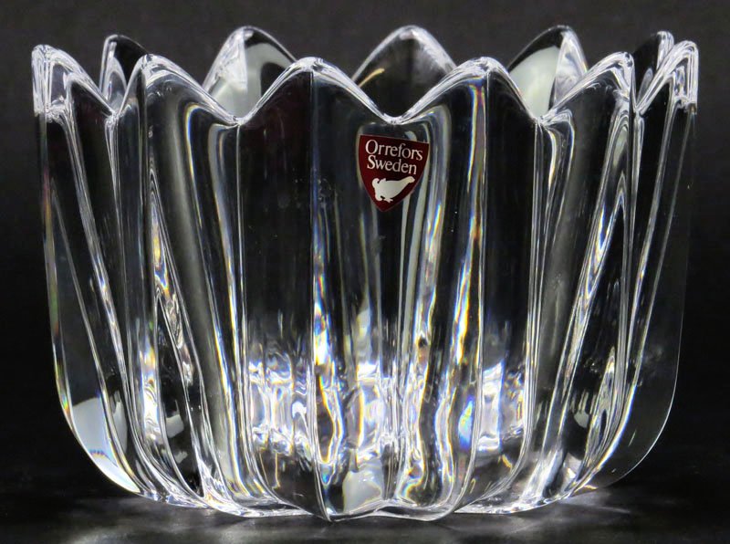 Orrefors Crystal Bowl in Original Box. Very Good: Orrefors Crystal Bowl in Original Box. Very Good Condition. Measures 3-1/8 Inches Tall and 4-1/2 Inches Diameter. Shipping $28.00