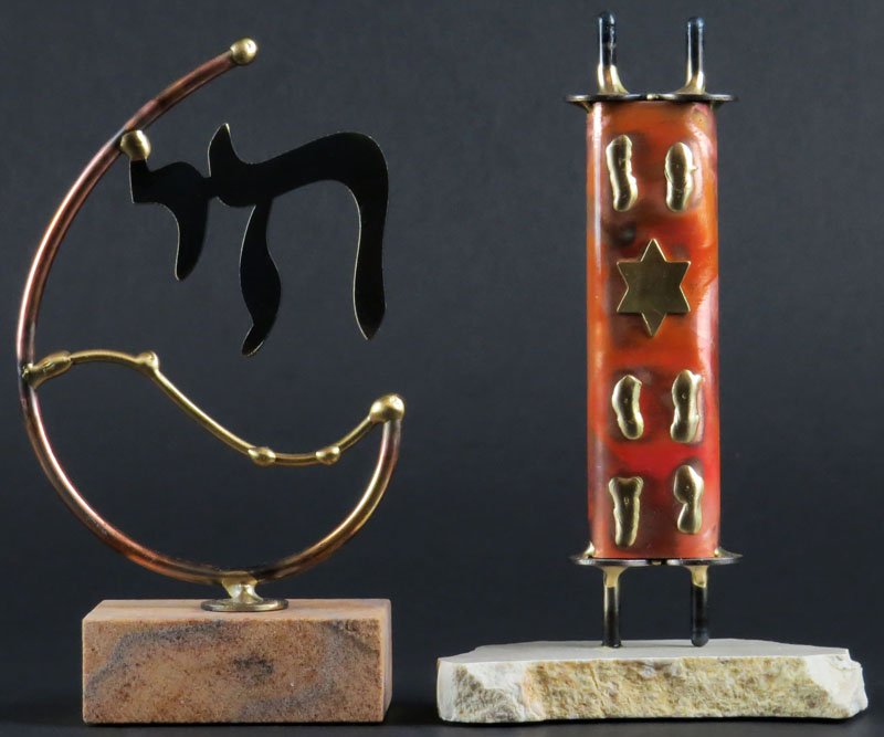 Two (2) Gary Rosenthal Mixed Metal and Copper Items.: Two (2) Gary Rosenthal Mixed Metal and Copper Items. Unsigned. Good Condition. Torah Measures 7 Inches Tall. Shipping $20.00