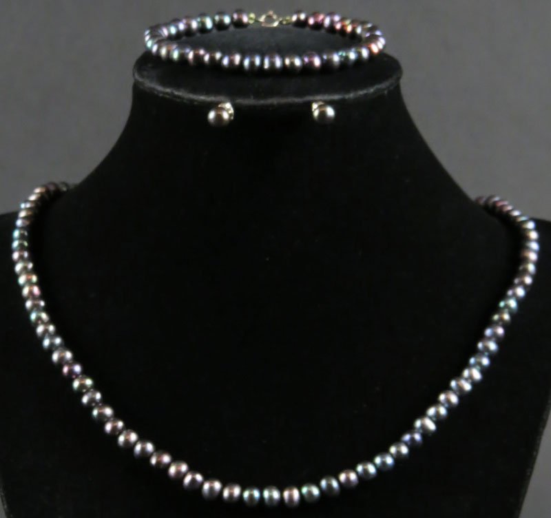 Three (3) Piece Hematite Suite Including: Necklace,: Three (3) Piece Hematite Suite Including: Necklace, Bracelet and Earrings. Good Condition. Necklace Measures 17-1/4 Inches Long. Shipping $20.00