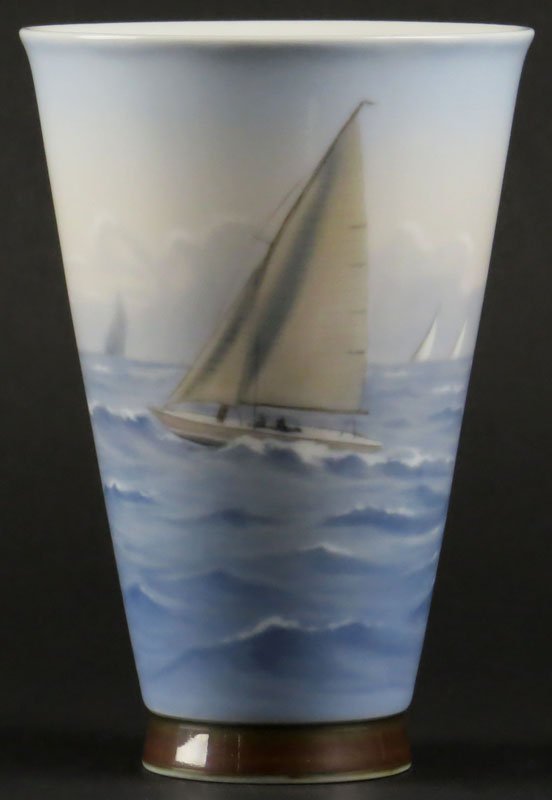Oversized Royal Copenhagen Blue and White Cup or Vase: Oversized Royal Copenhagen Blue and White Cup or Vase with Flared Rim. Signed. Good Condition. Measures 6-1/4 Inches Tall and 4-1/4 Inches Diameter. Shipping $20.00