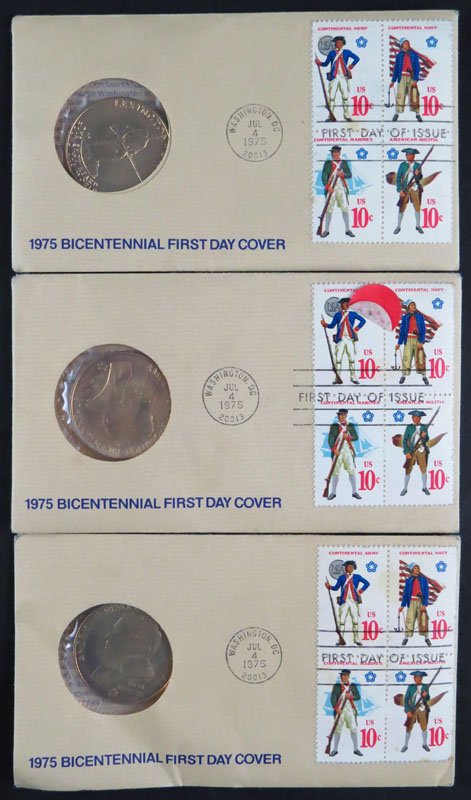 Three (3) Bicentennial 1975 First Day Covers. Shipping: Three (3) Bicentennial 1975 First Day Covers. Shipping $20.00