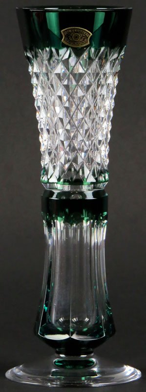 Val. St. Lambert Bavarian Crystal Vase. Has Original: Val. St. Lambert Bavarian Crystal Vase. Has Original Sticker. Measures 8-3/4 Inches Tall. Shipping $20.00