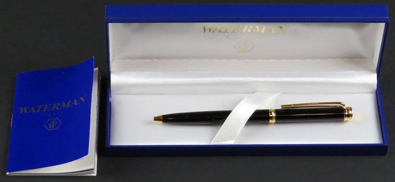 Waterman France Ballpoint Pen in Box with Booklet.: Waterman France Ballpoint Pen in Box with Booklet. Signed. Good Condition. Measures Less Than 5-1/2 Inches. Shipping $20.00