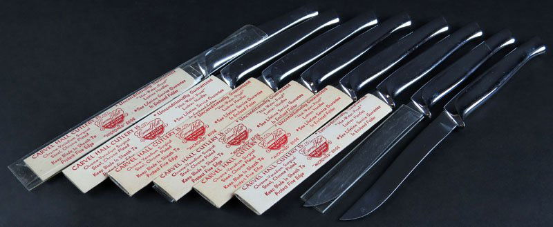 Set of Eight (8) Carvel Hall Cutlery Knives by: Set of Eight (8) Carvel Hall Cutlery Knives by Briddell. Good Condition. Each Measures 8-3/4 Inches Long. Shipping $20.00