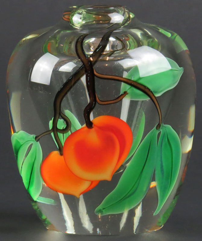 1986 Orient & Flume Art Glass Vase Signed Lee Hudin,: 1986 Orient & Flume Art Glass Vase Signed Lee Hudin, CC1986F58. Good Condition. Measures about 3-3/4 Inches Tall and 3-1/4 Inches Diameter. Shipping $20.00