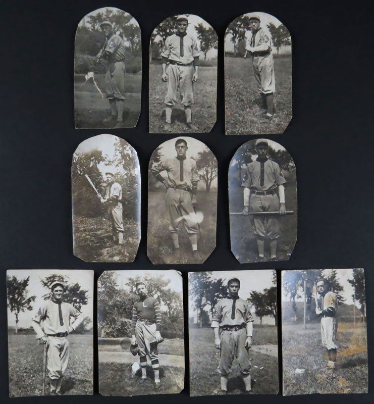 Ten (10) Antique Real Photo Post Card Images of: Ten (10) Antique Real Photo Post Card Images of Baseball Players. Diamond L Insignia on Arm. Each of these Have Been Cut Down from Full Sized Postcards. Shipping $10.00