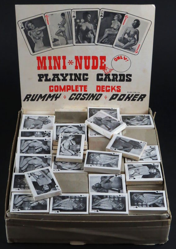 Lot of 100-150 Vintage ABX Publishing Miniature Nude: Lot of 100-150 Vintage ABX Publishing Miniature Nude Playing Cards, Sealed with Advertising Sign. Shipping $36.00