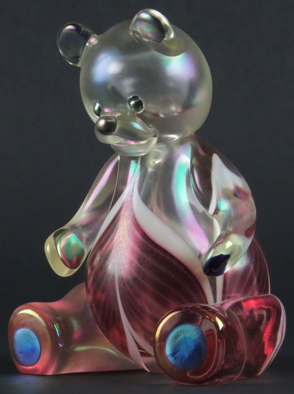 Stuart Abelman Iridescent Pulled Feather Designed Teddy: Stuart Abelman Iridescent Pulled Feather Designed Teddy Bear Figure. Signed, Numbered and Dated 1990. Good Condition. Measures 6 Inches Tall. Shipping $20.00