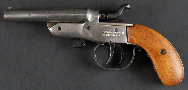 Rossi .22 Caliber Double Barell Derringer Made in: Rossi .22 Caliber Double Barell Derringer Made in Brazil. Serial Number 3317533. Appears in Very Good Condition. This Gun Must Be Transferred by a Registered Fire Arms Dealer. Failure to do so will Ne