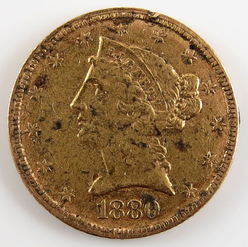1880 US Five Dollar Gold Coin. These Coins ARE NOT: 1880 US Five Dollar Gold Coin. These Coins ARE NOT Professionally Graded, We DO NOT Grade Coins, Please Request Enough Photos and/or Information to Make your Own Value Judgment as to the Condition of 