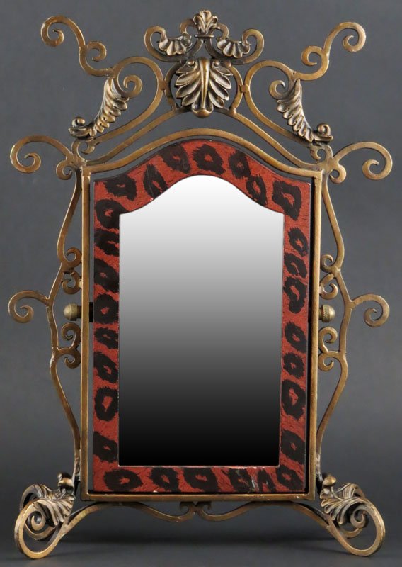 Modern Metal and Wood Tabletop Cheval Style Mirror.: Modern Metal and Wood Tabletop Cheval Style Mirror. Unsigned. Good Condition. Measures 16-1/4 Inches by 11 Inches Wide. Shipping $50.00