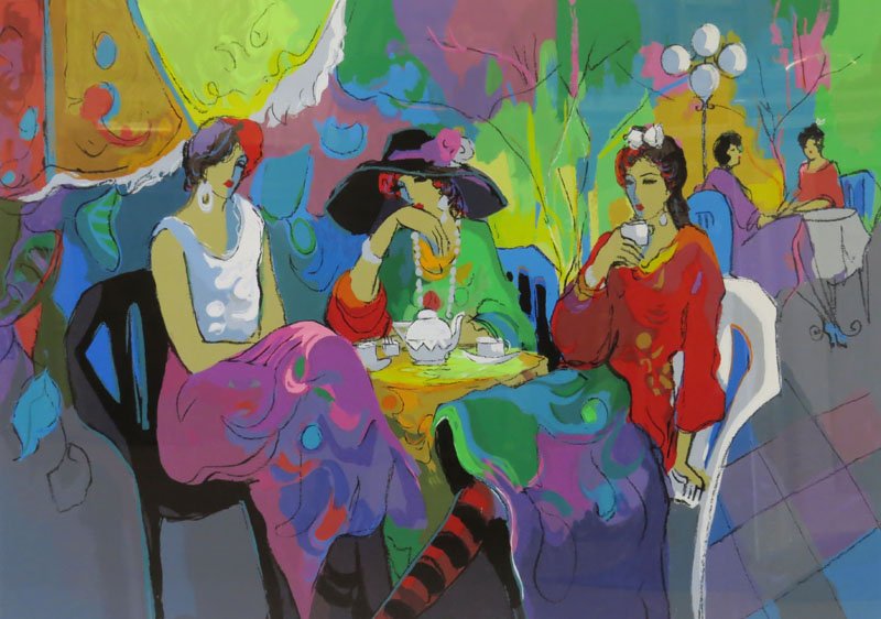 Itzchak Tarkay Israeli (born1935) Limited Edition Print: Itzchak Tarkay Israeli (born1935) Limited Edition Print "Ladies at Lunch Outdoor CafÃ©" Signed Lower Right in Pencil. Good Condition. Frame Measures 38 Inches by 47-1/4 Inches. We Will Not Ship This