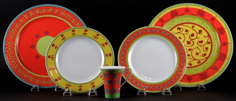 Small Collection of Rosenthal Porcelain Dinnerware in: Small Collection of Rosenthal Porcelain Dinnerware in Different Patterns. Pieces Include: Two (2) Service Plates, Two (2) Luncheon Plates and an Extra Tea Cup. Good Condition. Shipping $60.00