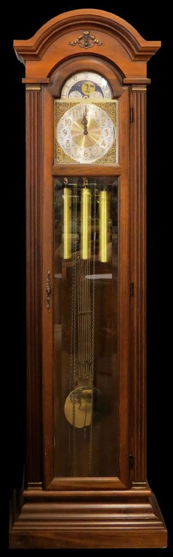 Vintage Hermle Black Forest Tall Case Clock with Moon: Vintage Hermle Black Forest Tall Case Clock with Moon Face. Made in Virginia. Not Working. All Parts Appear Present. Good Physical Condition. Measures 74 Inches Tall and 22-1/4 Inches Wide at Base. We