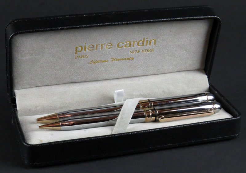 Pierre Cardin Mechanical Pencil and Pen Set in Original: Pierre Cardin Mechanical Pencil and Pen Set in Original Box. Signed. Good Condition. Pen Cartridge Appears to Need Replacement. Pen Measures 5-1/2 Inches Long. Shipping $20.00