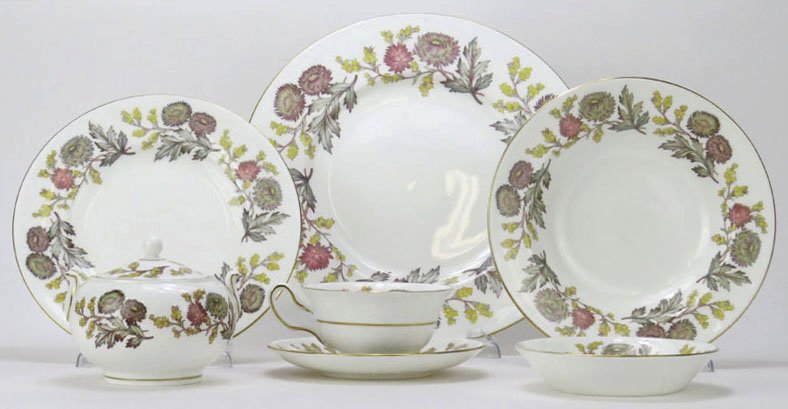 Service for Eight (8) Wedgwood Litchfield Dinner: Service for Eight (8) Wedgwood Litchfield Dinner Service. Service Includes: 12 Dinner Plates Measuring 11 Inches Diameter, 12 Salad Plates, 12 Bread Plates, 2 Soup Bowls, 8 Fruit Dishes, 10 Cups and 1
